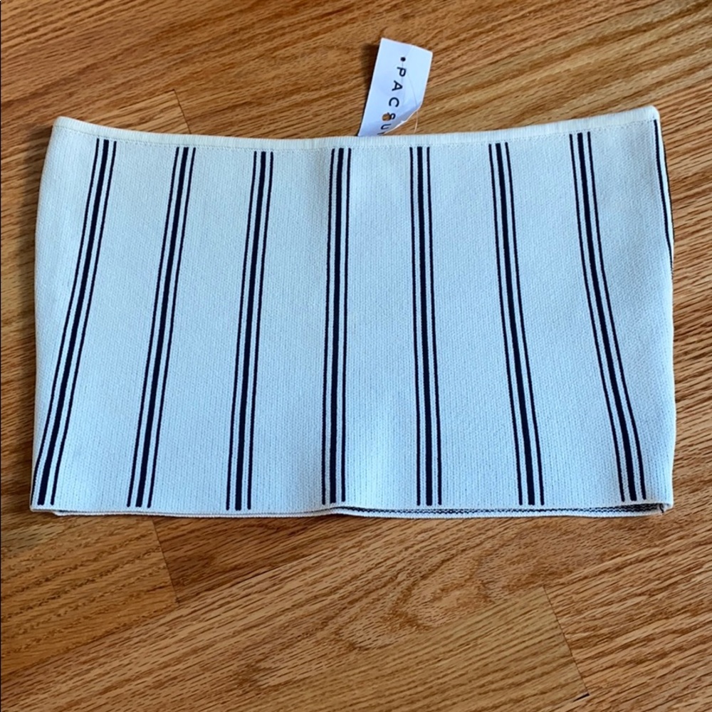 PACSUN Bandeau Navy/Black Stripe Crop Top